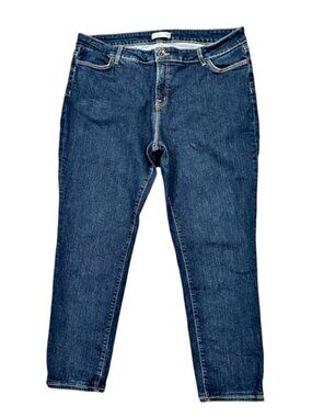 Women Size 18W Dark Wash Stretch Skinny Jeans Blue Essence Made USA Cropped Plus